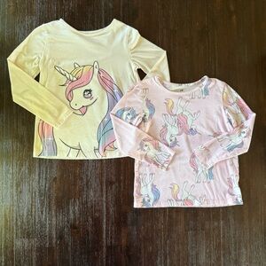 H&M Unicorn Long Sleeve Tees - Cream and Pink